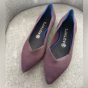Rothy's Burgundy and Blue Pointed Flats